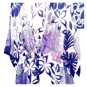 White Black and Purple Flower Sheer Blouse